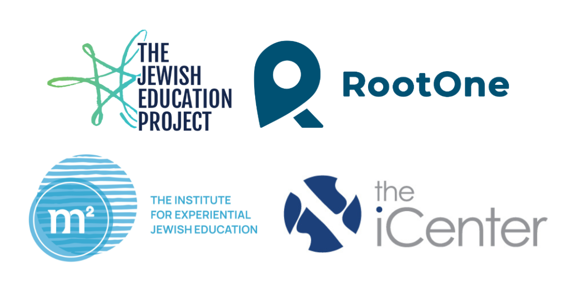 the logos of The Jewish Education Project, RootOne, M Squared: The Institute for Experiential Jewish Education, and the iCenter. 