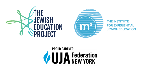 The logo of The Jewish Education Project, M Squared: The Institute for Experiential Jewish Education, and UJA-Federation of New York. 