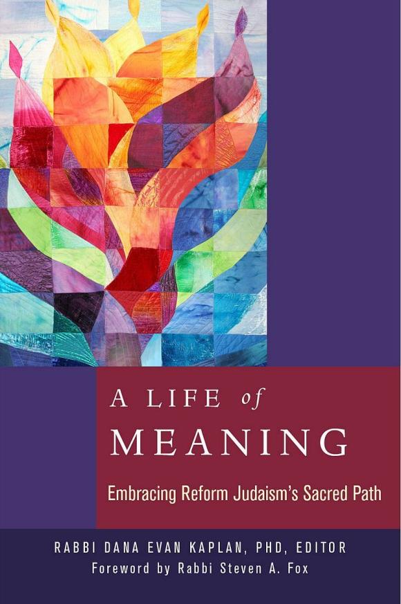 The cover of "A Life of Meaning" features Ark Curtain by Jeanette Kuvin Oren for Fire Island Synagogue, NY.