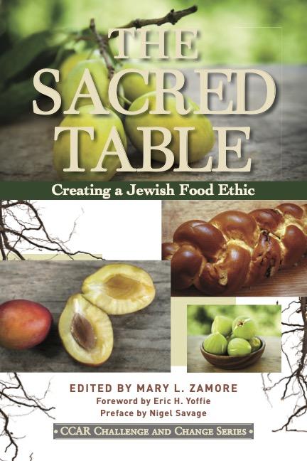 The cover of "The Sacred Table" features photos of challah and various fruits.